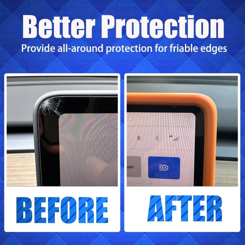 Yeapop 2Pcs Silicone Protector Frames of Screen and Rear View Mirror for Tesla Model 3 2017-2023 and Model Y 2019-Feb.2025. (Orange) - Image 4